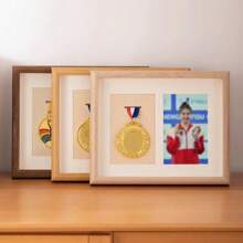 Marco de fotos exhibidor a prueba de polvo de madera para medallas de honor y medallas deportivas