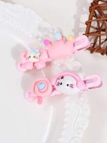 Sanrio Sanrio 2pcs/5pcs Kuromi Hello Kitty Melody Hair Clip Set, Cute Cartoon Alligator Clips & Sweet Hair Tie Rope For Girls' Daily/Bathroom/Summer Use & Role Playing Performance, Cute Cartoon Hair Accessories Claw Clips Hair Slide Hair Barrettes