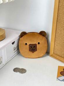 1pc Fashionable & Cute Capybara Plush Coin Purse, Earphone & Lipstick Storage Small Bag, Portable Kids Organizer