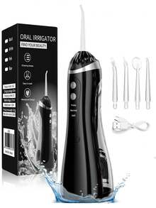 1 件装口腔冲洗器便携式牙科水牙线无绳 USB 充电式水流牙线牙签 4 个喷嘴 3 种模式 - 白色用于清洁牙齿适合旅行和家庭 - 彩色 - 查看 15