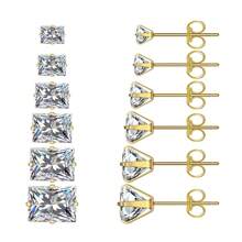 1 Pair 316 Stainless Steel Hypoallergenic Square Cubic Zirconia Stud Earrings, 18K Gold Plated Titanium Steel Zirconia Cartilage Clip Ear Cuffs, Minimalist Luxurious Rhinestone Earring Clips, Unisex Titanium Steel Sparkling Earrings, Perfect Holiday Gift
