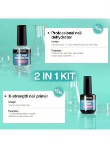 Morovan Morovan 2Pcs 15Ml Nail Prep Dehydrator And Nail Primer X-Strength, No Burn Non Acid Nail Primer And Dehydrator For Acrylic Powder Fast Dry 0.5oz Nail Primer Set