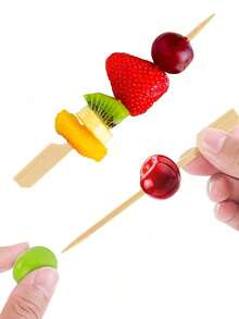 200/100/50/10pcs Set Bamboo Skewers, Suitable For Home, Restaurant, Night Market, Outdoor Activities, Fruit Store, Can Be Washed And Reused,School Supplies