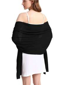 1 Stück modischer, weicher Chiffon Schal Schultertuch für Abendkleid, Hochzeitsschal, Brautschal, Damen Boho Schwarzer Schal