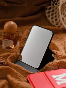 1Pc Personalization Makeup Mirror,Portable Embroidered Pearl Letters Makeup Mirror, Pu Leather Small Mirror, Foldable, Travel Mirror, Suitable For Gifts, Travel Necessities, Makeup Necessities, Suitable For Traveling, Also Suitable For Home Use Makeup, Suitable For Bridesmaids, Graduation Season Boutique Gifts.