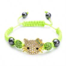 Sanrio [Autorisiert] Sanrio Hello Kitty Katzen Kopf Weiche Keramik Murmeln Strass Kugel Handgewebtes Shambhala Armband, Fußkette, bestes Freund Geburtstags Geschenk, Abschlussgeschenk, Schulmaterialien, Einschulung