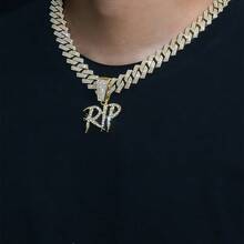 Men's RIP Pendant Necklace Diamond Cuban Necklace Hip-Hop Fashion Simple Style Suitable For Daily Wear Holiday Gift - Multicolor - View 2
