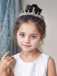 1pc Elegant Palace Style Rhinestone Studded Crown, Suitable For Performance, Birthday, Party, Flower Girl, Photo Shooting, High-End Decorative Kids Hair Accessory