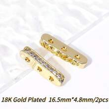 18K Gold Plated Inlaid Zirconia Beads Spacer, 3 Holes Separators For Beads, DIY Beading Jewellery Making Components