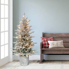 Lápiz de Abeto ártico preiluminado de 6 pies con 120 luces LED blancas cálidas - Abeto ártico flocado de 4.5 pies con 70 luces transparentes - Ver 5