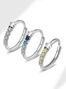 1pc Colorful Zirconia Shooting Star Design Adjustable Fashion Ring, Simple European Style
