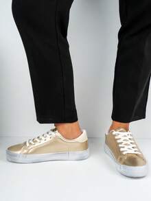 Women's Gold Metallic Sneakers - Gold - View 4