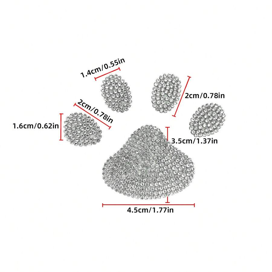2pcs Cute Car Decals, Anti-Scratch Protective Film, Rhinestone Cat/Dog/Bear Paw Prints, Car Body Decoration, Paint Protection