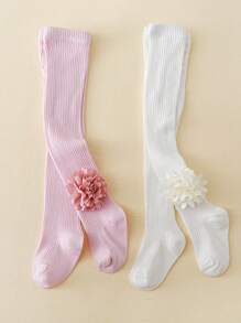 2 piezas Mallas florales cómodas y suaves para niñas, aptas para actividades al aire libre de 1 a 14 años de edad