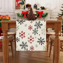 1pc Snowflakes, Gingerbread Man, Christmas Tree And Other Christmas Element Patterns Table Flag, Made Of 72 Inch Knitted Polyester Fiber, Used For Holiday Gathering Tables, Home Kitchen Decoration Gatherings, And Gifts