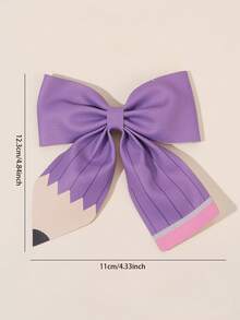 6pcs/1pc Girls Back To School Hair Bow Clips With Oversized Pencil Design & Eraser Print Charms, Cute Educational Hair Accessories For School Season Fall Classroom Teacher Gifts - Multicolor - View 9