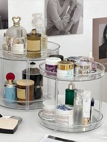 360° Rotating 1/2/3-Tier Slouchy Susan Organizer - Clear Plastic Cosmetic & Skincare Storage, Perfect For Bathroom Vanity, Kitchen Cabinet, And Dresser Decor,Desktop Storage And Organization, Beauty Display Rack, Bathroom Accessories, Transparent Makeup Organizer, Home Decoration, Room Decoration, Multi-Purpose Storage Rack