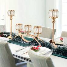1pc 3-Arm Crystal Candle Holder, Arch Style Candle Stand, Home & Wedding Decor, Restaurant, Cabinet Display, Perfect Gift For Mother, Girlfriend, Room Decoration