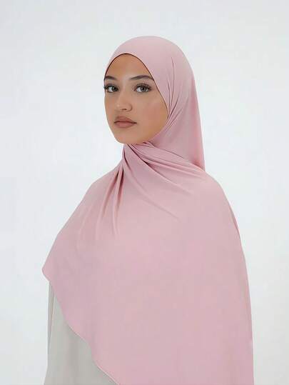 1pc Women Simple Classic Solid Color Hijab, Elegant Casual Knit Jersey Hijabs Scarf, Soft Modal Fabric Head Wrap Turban, Suitable For Daily Life, Outings, And Gatherings,Women Abaya For Dress