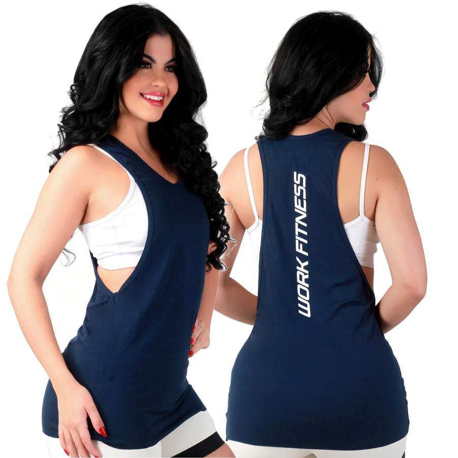 Work Fitness Women Sports Tees & Tanks - 藏蓝色 - 查看 1