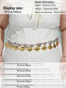 Hershine 2 Stück elegante Bauchkette aus Zinklegierung mit Muschelkette, vielseitiges Accessoire, passend zu Kleid, Rock, Jeans, geeignet für Arbeit, Urlaub, täglichen Weg, Treffen mit Freunden, Party, Hochzeit Sommer