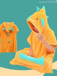 1 Pc Dinosaur Design Bath Towel For Children, Baby Kids Cloak Towel With Cape, Boys And Girls' Absorbent Bathrobe, Swimming Beach Hooded Towel,Best Gift For Children's Day