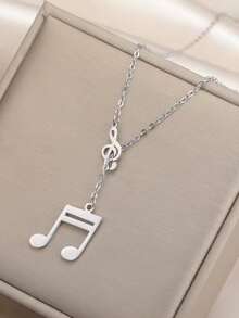 1件不銹鋼女士吉他、音符、麥克風、手風琴掛墜項鍊,音樂節和樂手生日的理想禮物