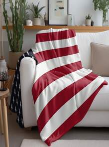 1pc Super Soft American Flag Printed Flannel Blanket - Ideal For Bed, Sofa, Chair, Camping, Living Room, Office And Gift Giving, Multipurpose Holiday Present