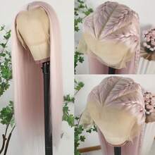 13X6 Platinum White Synthetic Lace Front Wigs 28 Inch Pre Plucked Long Straight Hair Wigs Glueless White Wigs Heat Resistant Fiber Hair Natural Halloween Wigs Platinum Blonde Lace Front Wigs For Women For Daily Christmas Party Cosplay Use - Light Brown - Xem 7