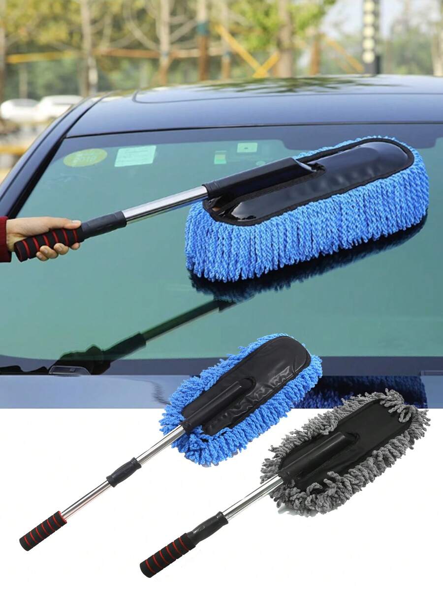 1 Stück Teleskop-Autowaschmopp mit langem Griff, Staubentferner, Wachsbürste, Mikrofaser-Autopinsel, Reinigungsbürste für Autopflege, weiche Staubwedel für Auto und Zuhause, Autozubehör