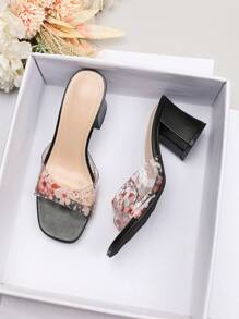 Women's French Style Thick Heeled Open Toe Square Toe Roman Sandals, Fashionable Outdoor Wear Non-Slip Rubber Sole, Delicate High Heels, Unique Design Elevated Feeling