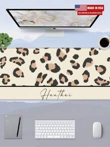 [MADE IN USA]Personalized Office Desk Pad, Custom Office Desk Pad, Personalized Office Desk Pad, Name Office Desk Blotter, Mouse Pad, Brown/Golden Leopard High-End Minimalist. - Leopard - View 5