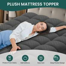 JustLet Cooling Mattress Topper, Extra Thick , Plush Quilted Pad With 8-21 Inch Deep Pockets, Overfilled With Breathable Polyester, Mattress Protector- Machine Washable