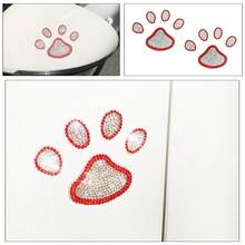 2pcs Cute Car Decals, Anti-Scratch Protective Film, Rhinestone Cat/Dog/Bear Paw Prints, Car Body Decoration, Paint Protection - 2 Diamond-encrusted Footprints - View 10