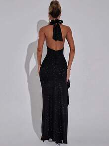 Summer Elegant Halter Black Maxi Long Dress For Women Slit Dress Wedding Night Out Evening Cocktail Party Dress Sexy