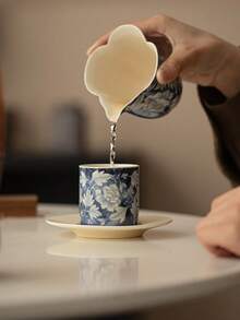 1 件陶瓷茶杯套装，中式功夫茶具竹结杯，适合饮茶、中东茶、阿拉伯咖啡，可放入微波炉和洗碗机 - 彩色 - 查看 4