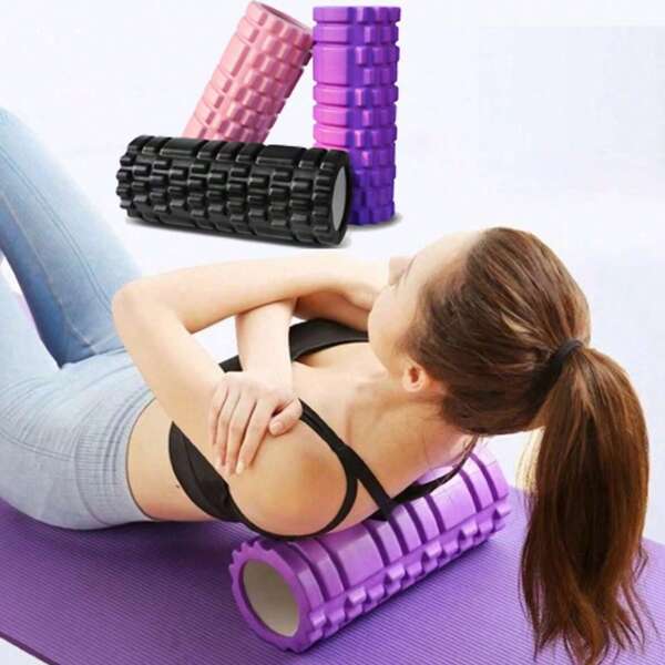 1 peça, rolo de espuma para ioga, equipamento de massagem, rolo de massagem fitness, dente de lobo, rolo de espuma EVA oco, ioga, equipamento para fáscia de perna fina, equipamento para perda de peso, tamanho 33 cm