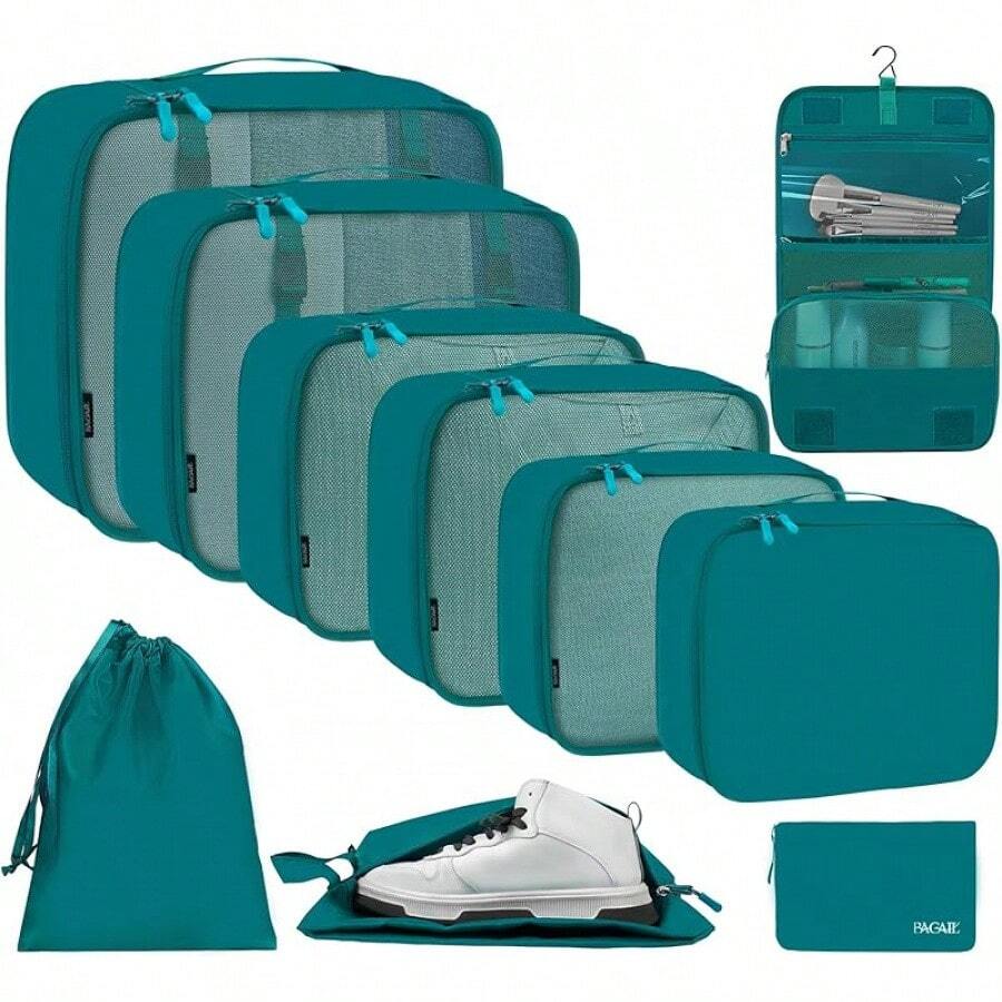 6/8/10 Set Packing Cubes For Travel Luggage Organizer - 10-teal - View 1
