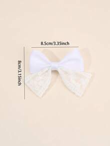 2 件女孩花朵蕾丝发饰优雅白米色蝴蝶结鳄鱼夹婚礼度假蕾丝发夹可爱甜美女孩辫子蝴蝶结发夹儿童发饰 - 彩色 - 查看 5