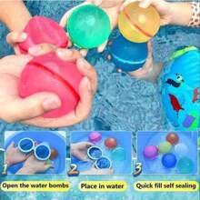 6 Unidades de globos de agua reutilizables, bombas de salpicadura de agua de auto-sellado rápido con bolsa de malla, bolas de agua magnéticas recargables, juguetes de agua multicolor, juguetes de piscina, juegos de guerra de agua, juguete de baño, juegos de piscina y patio trasero duraderos, accesorios para la playa y el agua, diversión para fiestas de vacaciones de verano, decoraciones para el hogar, adecuado para jóvenes y adultos, familia, amigos, parque acuático, actividades al aire libre