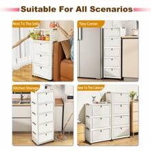 1 Stück 38cm/14,96 Zoll breiter kleiner Faltschrank, 1-6 Ebenen wählbar, Kleiderschrank Aufbewahrungsbox mit Stofftrennern, Küchenschrank, verstärkter Klappdeckel mit Rollen, für den Heimgebrauch, ohne Montage, Kunststoff Faltaufbewahrungsorganizer