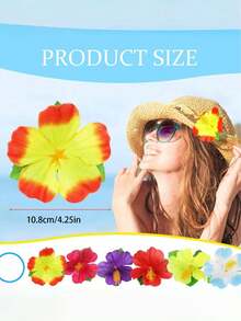 24/12 Pieces Of Artificial Hibiscus Flowers, 4.25 Inches. Tropical Decorative Hawaiian Flowers In Various Colors, Suitable For Hawaiian Theme Activities - Handcrafted, Summer Barbecues, Outings, Family Gathering Decorations, Bright Design, Soft And Comfortable To Wear, Durable Materials, Wedding Decorations, Hawaiian Style - Hibiscus - View 4