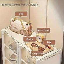 1 pieza Estantería metálica ajustable de 4/6/8 niveles con funda antipolvo de tela no tejida, ahorro de espacio, fácil montaje, adecuada para la entrada, el dormitorio, el pasillo, apta para zapatillas - Multicolor - Ver 7