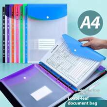 6pcs A4 Size High Capacity Document Folders With 11 Holes Ring Binders, Modern PP Material, Expandable Button, Label Pocket, Suitable For Students, Teachers, Office Workers, Housewives, School, Home, Office, Business Trips, Travel, Attendance Management, File Organization, Document Storage, Loose-Leaf Sorting, Portable Design, Expandable Capacity,Back To School,School Supplies