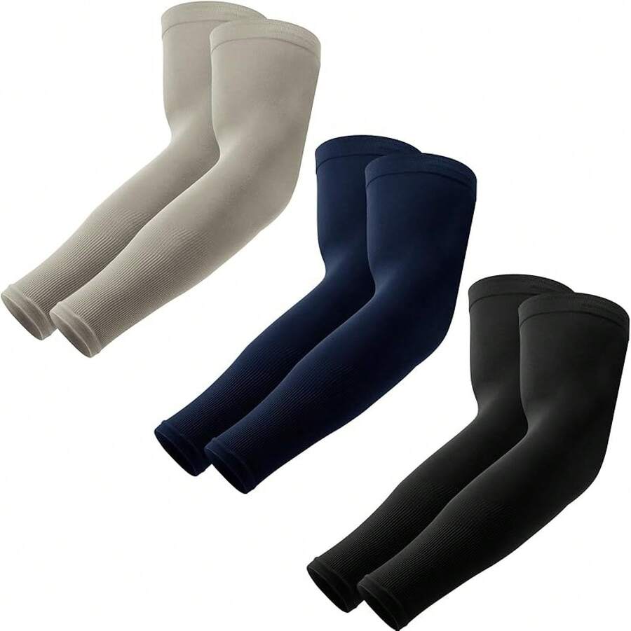 Compression Arm Sleeves, Arm Sleeves Men Women, Volleyball Cooling Arm Sleeve - 黑灰海軍 - 查看 1