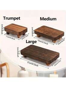 1 Set Of 3 Wood Display Risers With Wooden Base, Stackable Rustic Farmhouse Style Kitchen Organizer Riser Tray, Essential Oil, Candle, Makeup Display Stand With Legs, 3 Sizes - Multicolor - View 13