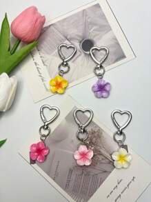 1 pieza Llavero con flor de Plumeria rosa/blanca/amarilla/morada/roja, accesorio de mujer, decoración para teléfono, cartera, bolso, mochila, graduación, boda, dama de honor, fiesta