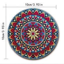 8pcs/Set Wooden Coasters With Mandala Pattern, Suitable For Living Room, Kitchen, Dining Room, Cup Mat, Wine Glass Mat, Great Gift - Multicolor - View 2