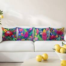 4 capas de almofada com estampa floral abstrata, 45 x 45 cm (17,7 x 17,7 pol.), [impressão unilateral], fronhas decorativas de poliéster macio, estilo rústico de fazenda, para sofá, cama, sala de estar, quarto, carro, escritório, decoração de hotel, presentes perfeitos para todas as estações para família e amigos