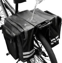 MTB Rear Seat Trunk Rack Pack Waterproof Double Panniers Bag Bike Bicycle - 黑色 - 查看 10